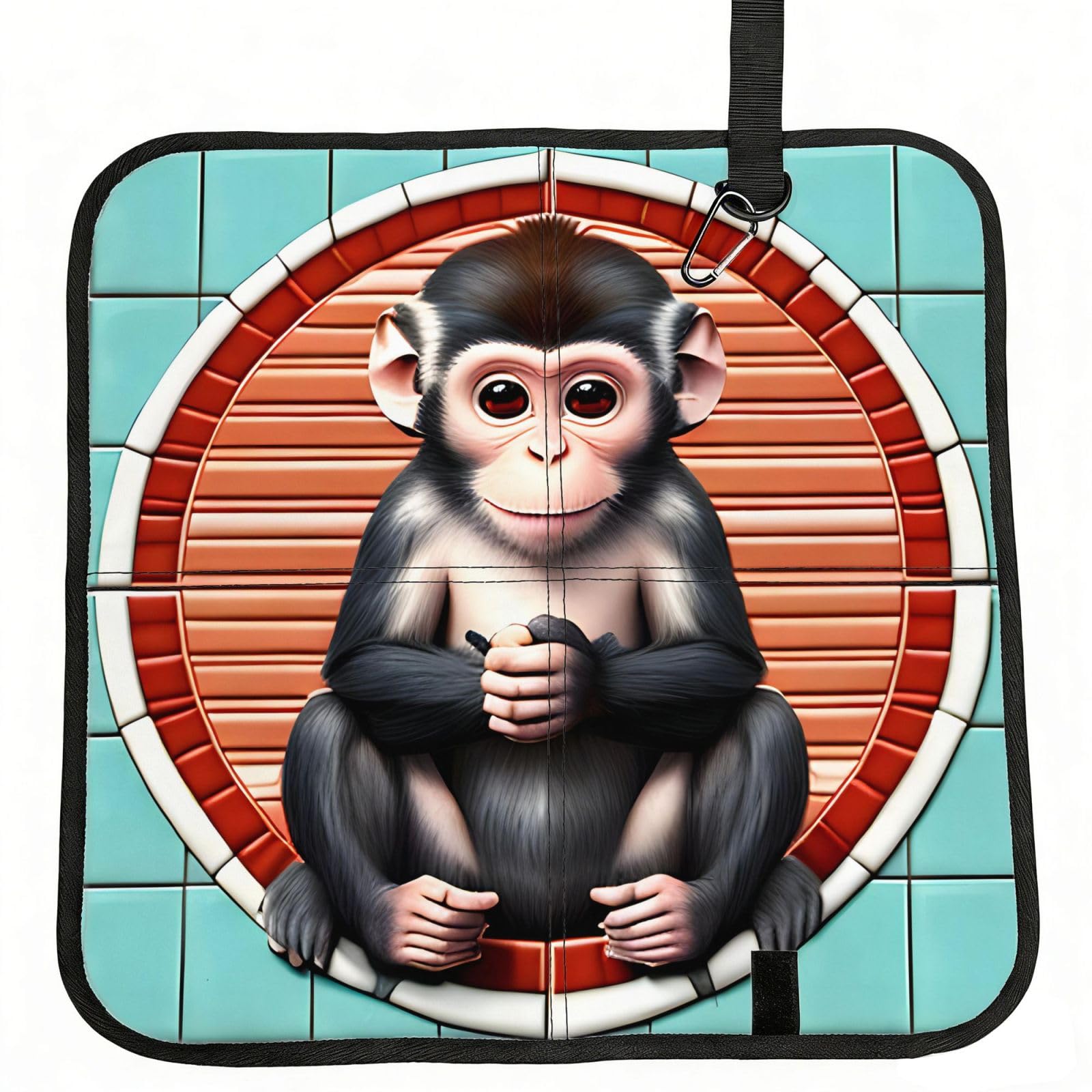 MROWYC The silent monkey Printed Foldable Seat Cushion - Portable with Carabiner, for Stadium, Camping, Hiking