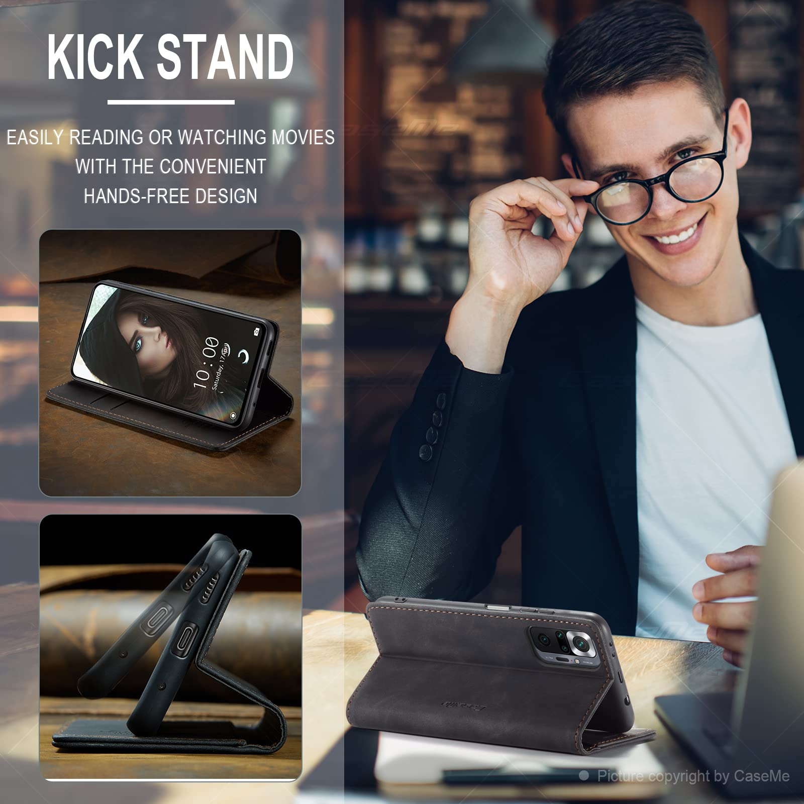Cover Portafoglio In Pelle Per Xiaomi Redmi Note 11 Pro 5G, Custodia Flip Con Slot Per Carte, Chiusura Magnetica E Supporto, Morbido TPU Interno, Design Lupo
