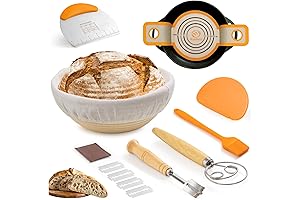 10" Sourdough Bread Starter Kit with Banneton Basket, Essentials Tools & Silicone Bread Sling