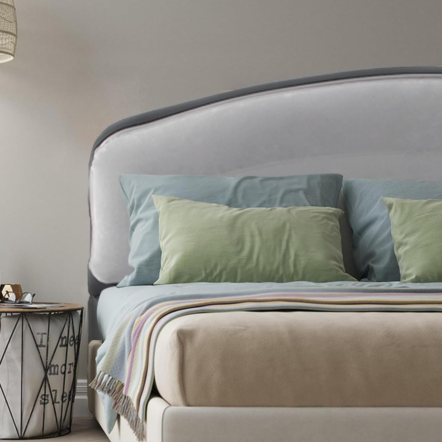 RAPTAVIS Queen Size Inflatable Headboard with Pump, Flocked Air Bed Headboard