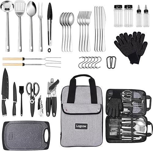 Miniatura 2 de Juego de utensilios de cocina para camping, accesorios de cocina al aire libre, kit de utensilios de cocina para viajes, caravanas, barbacoas, acero