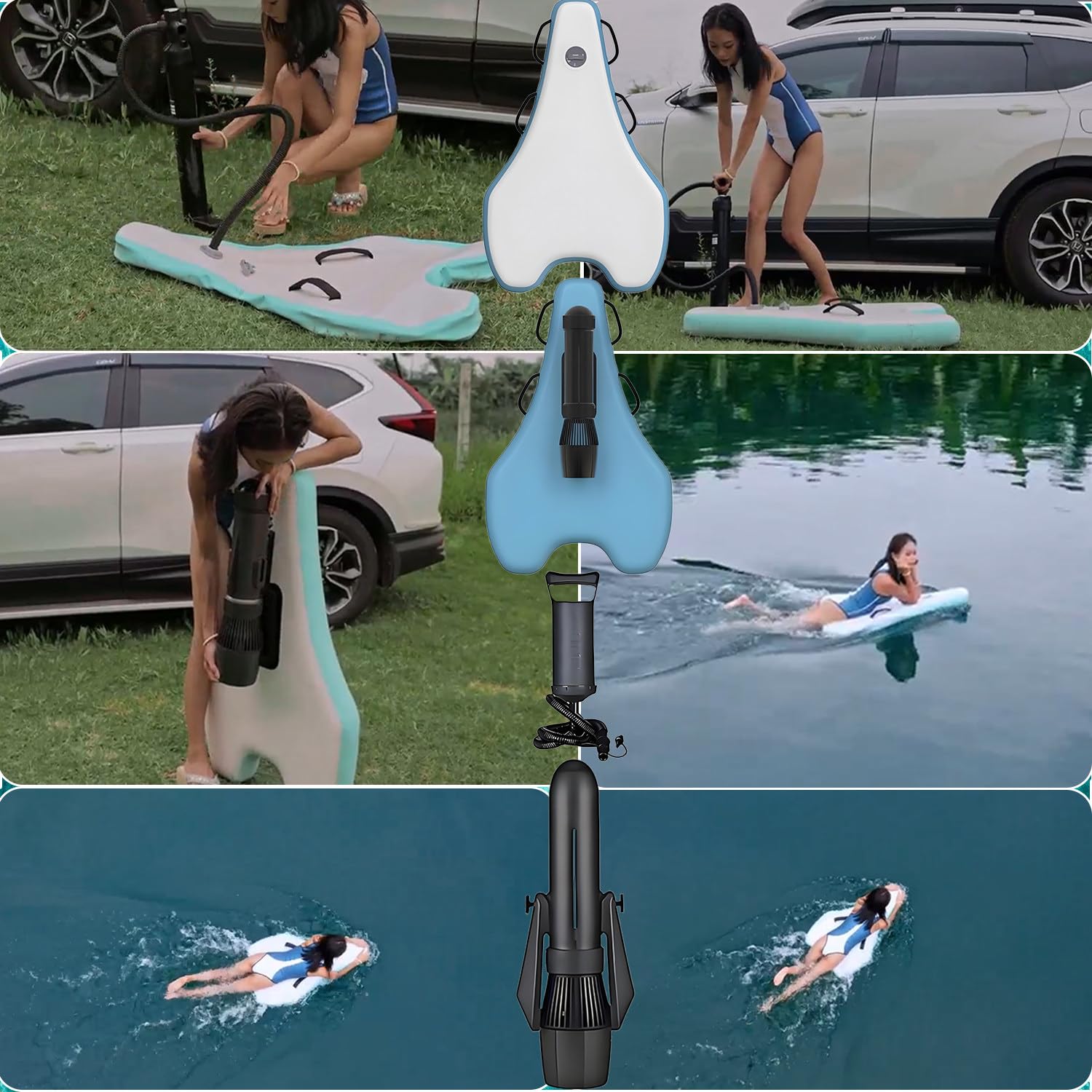Tabla de surf eléctrica Jet Board, bodyboard inflable con motor SUP de 500 W, batería de 10 000 mAh (40-130 min), velocidad de 3 a 7 km/h, modo dual para principiantes y profesionales 500W10A