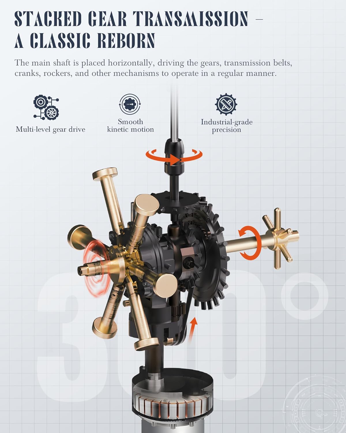 ROBOTIME 3D Puzzle Helicopter – Mechanical DIY Model Set with Light & Movement, PVC Model, Engineering Gift, STEM for Collectors & Amateurs, CGL01