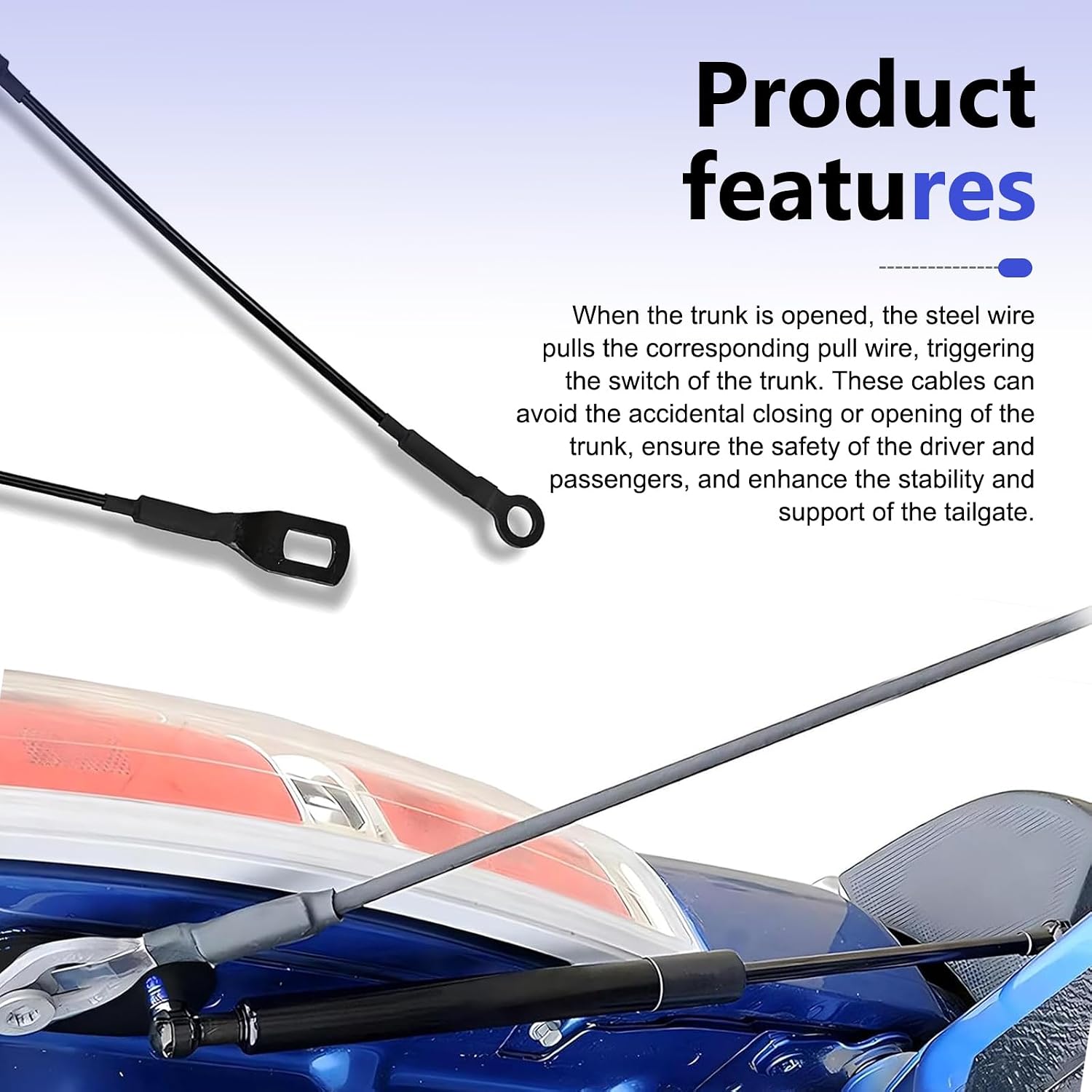 2 PCS Car Tailgate Cargo Box Pull Cables, Rust-proof Lift Gate Limit Protection Support Strap, Heavy-duty Replacement OEM# 65770-04030, Compatible with Tacoma 1995-2004 (Black)