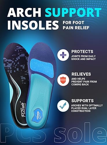 Miniatura 2 de PCSsole Insertos de soporte de arco para mujeres y hombres, insertos de zapatos para aliviar la fascitis plantar, plantillas ortopédicas de pie todo