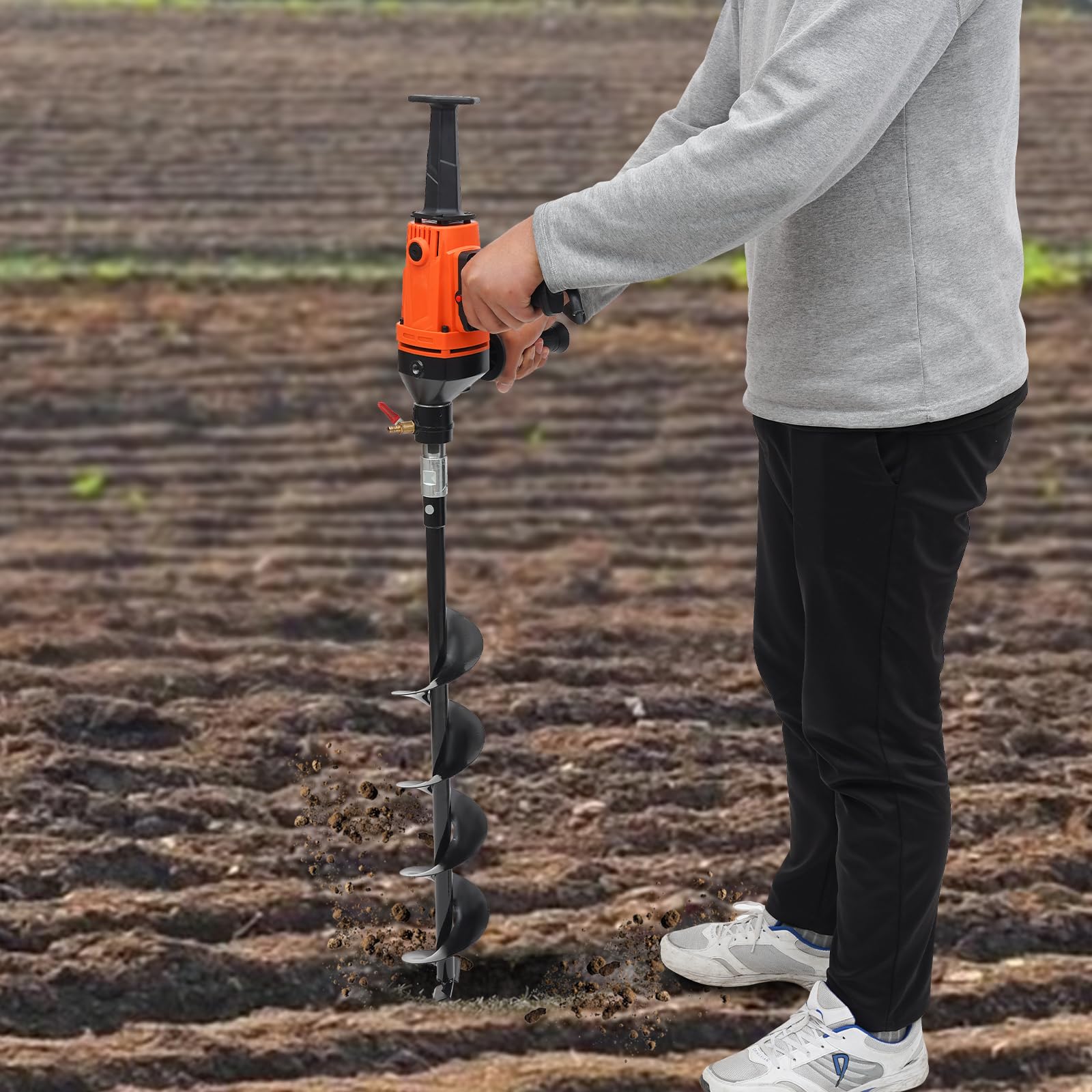 Taladro eléctrico de tierra eléctrico enchufable para pozos de tierra, para jardín, 120 mm, con potencia de 1,9 kW para jardín, agricultura
