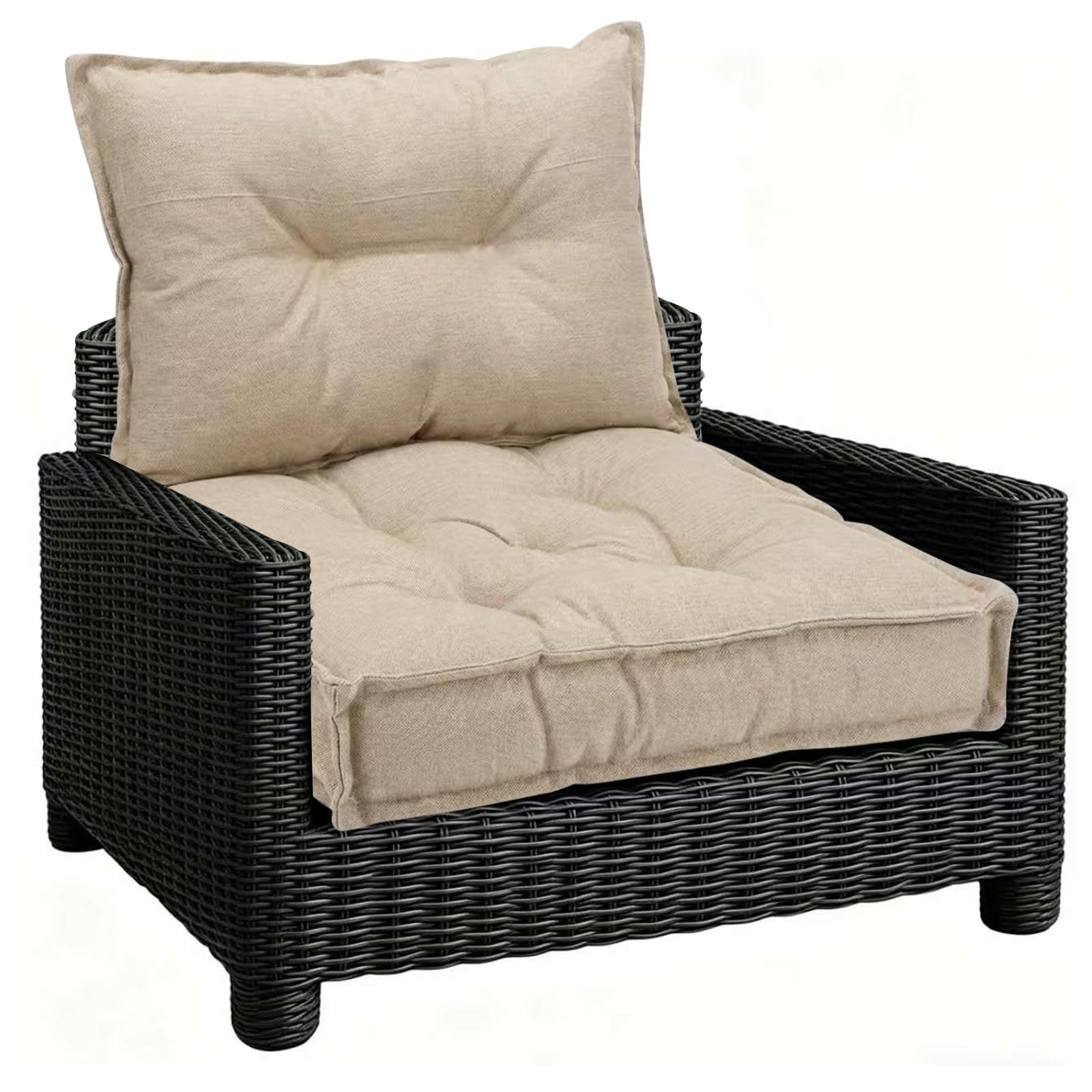 Cojín para Silla de Exterior,Cojín de Respaldo 55x40 cm y Cojines sillas terraza 55x55 cm,Ideal para balcón terraza salón Exterior Confort Acolchado Grueso Duradero,Beige