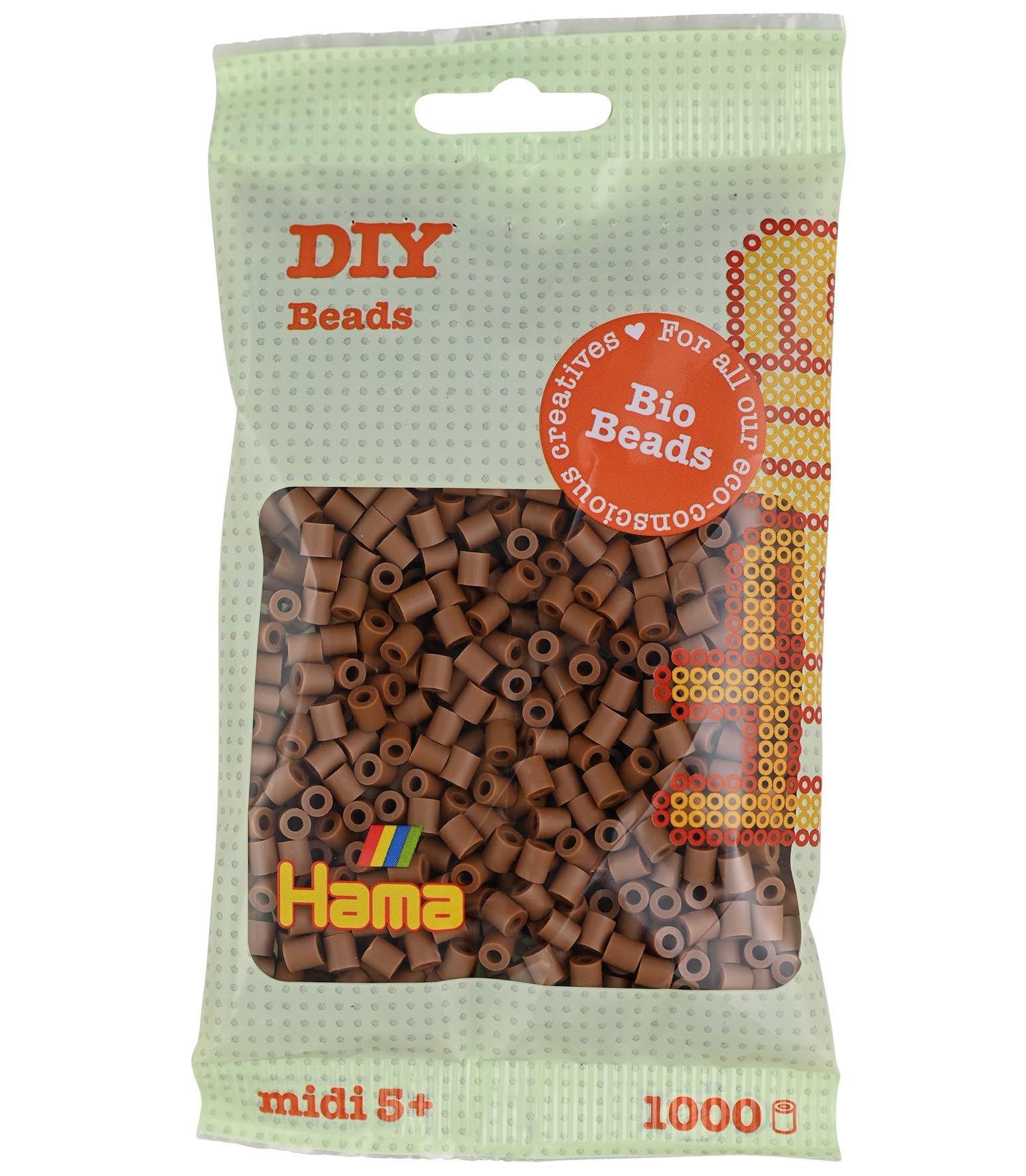 Hama Midi Bio Beads Bag | Approx. 1000 Fuse Beads | Mosaic Decoration Arts & Craft for Creative Children Ages 5+ | Nougat