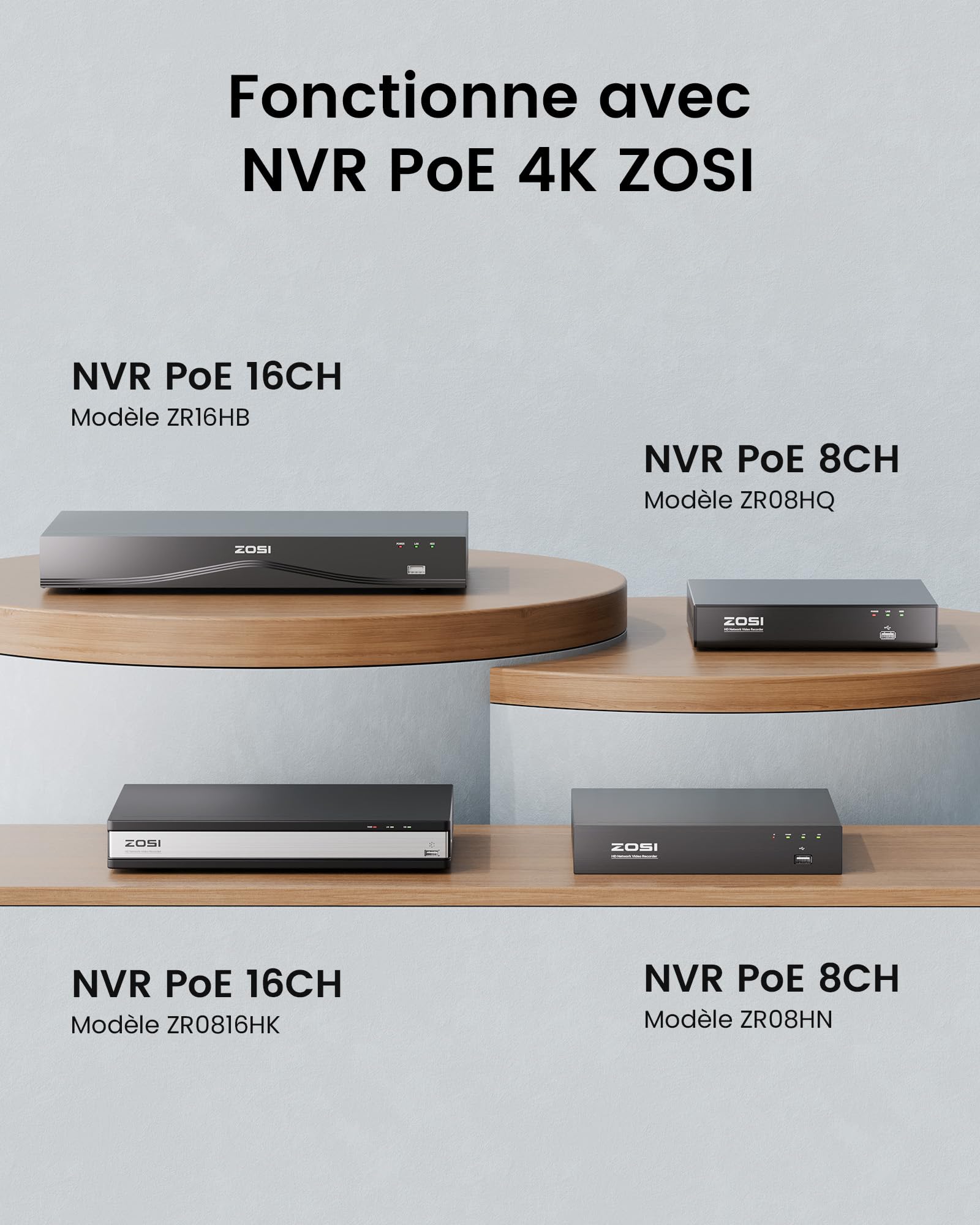 ZOSI C220 4MP Caméra Surveillance Extérieure PoE Supplémentaire