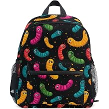 Kcldeci Toddler Backpack for Girls Boys Colored Caterpillar Kindergarten Elementary Preschool Kids School Bag Book Bag S
