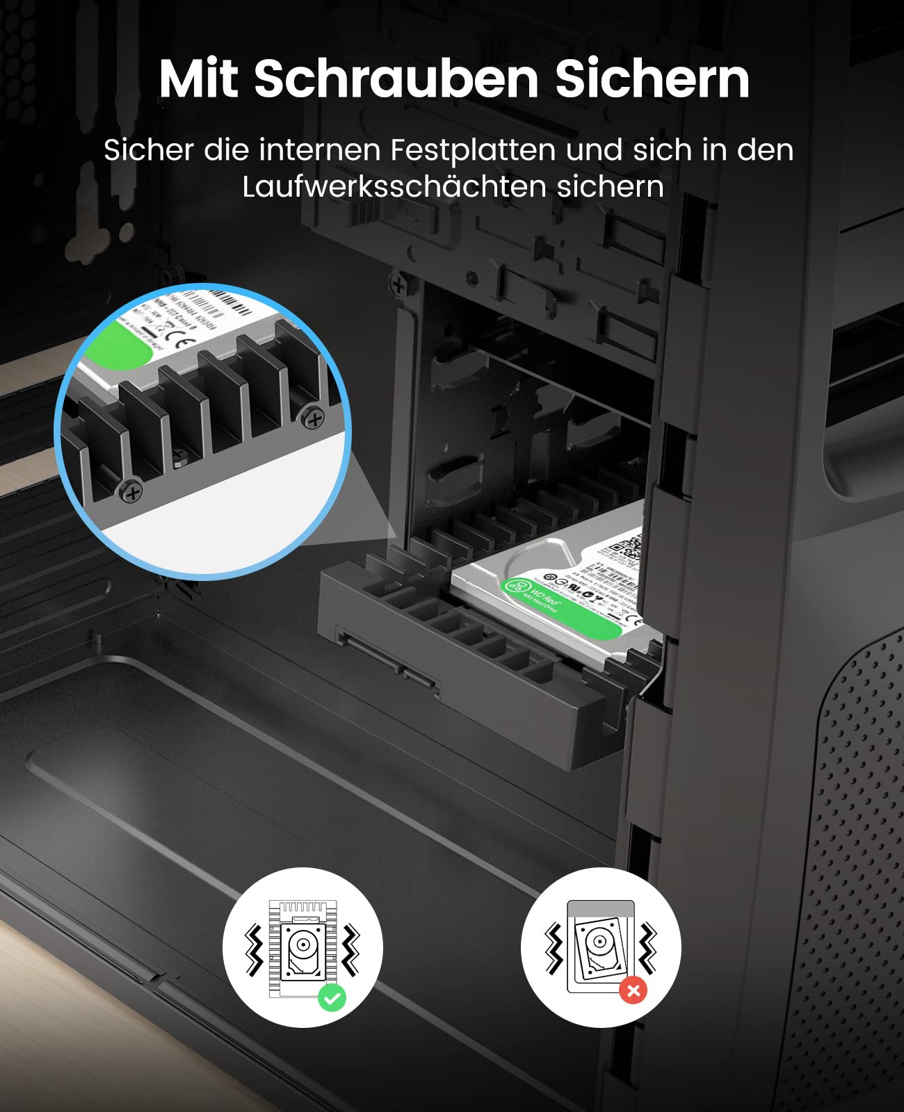 [2 sztuki] ORICO 2,5" na 3,5" wewnętrzny adapter dysku twardego konwerter ramka montażowa ramka wymienna, do 2,5 cala SATA HDD lub SSD 7/9,5/12,5 mm, nie wymaga kabla (1125SS)