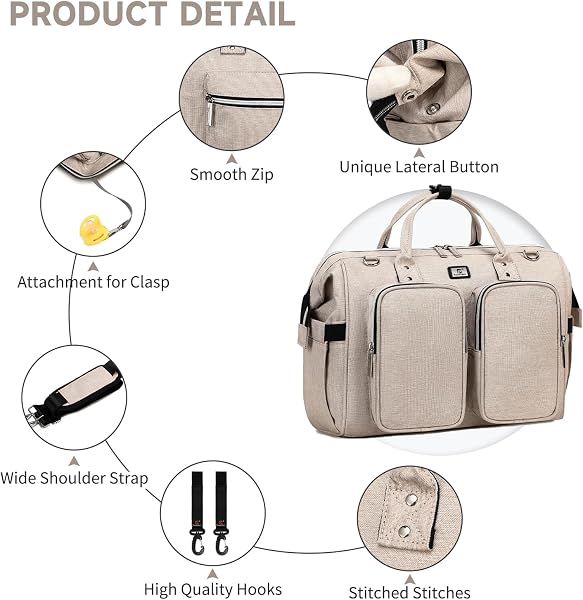 Pomelo Best Pomelo Best Baby Changing Bag with Pram Clips and Changing Mat in use
