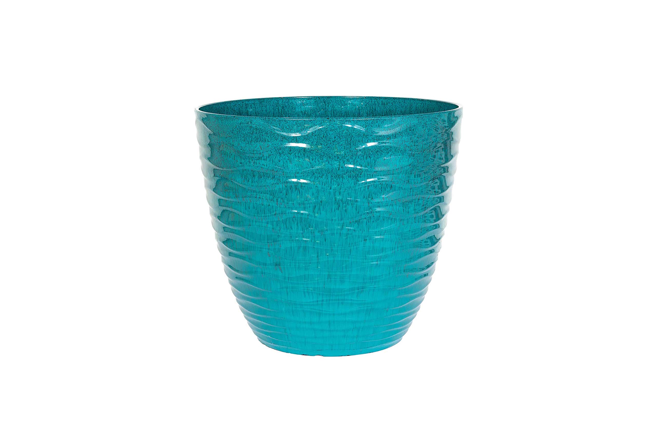 Plant Avenue Teal Lightweight Recycled Plastic Garden Pot Planter With Drainage Holes | Uv Resistant & Frostproof | Kelkay Contemporary Collection Windermere Small Pot (Teal)