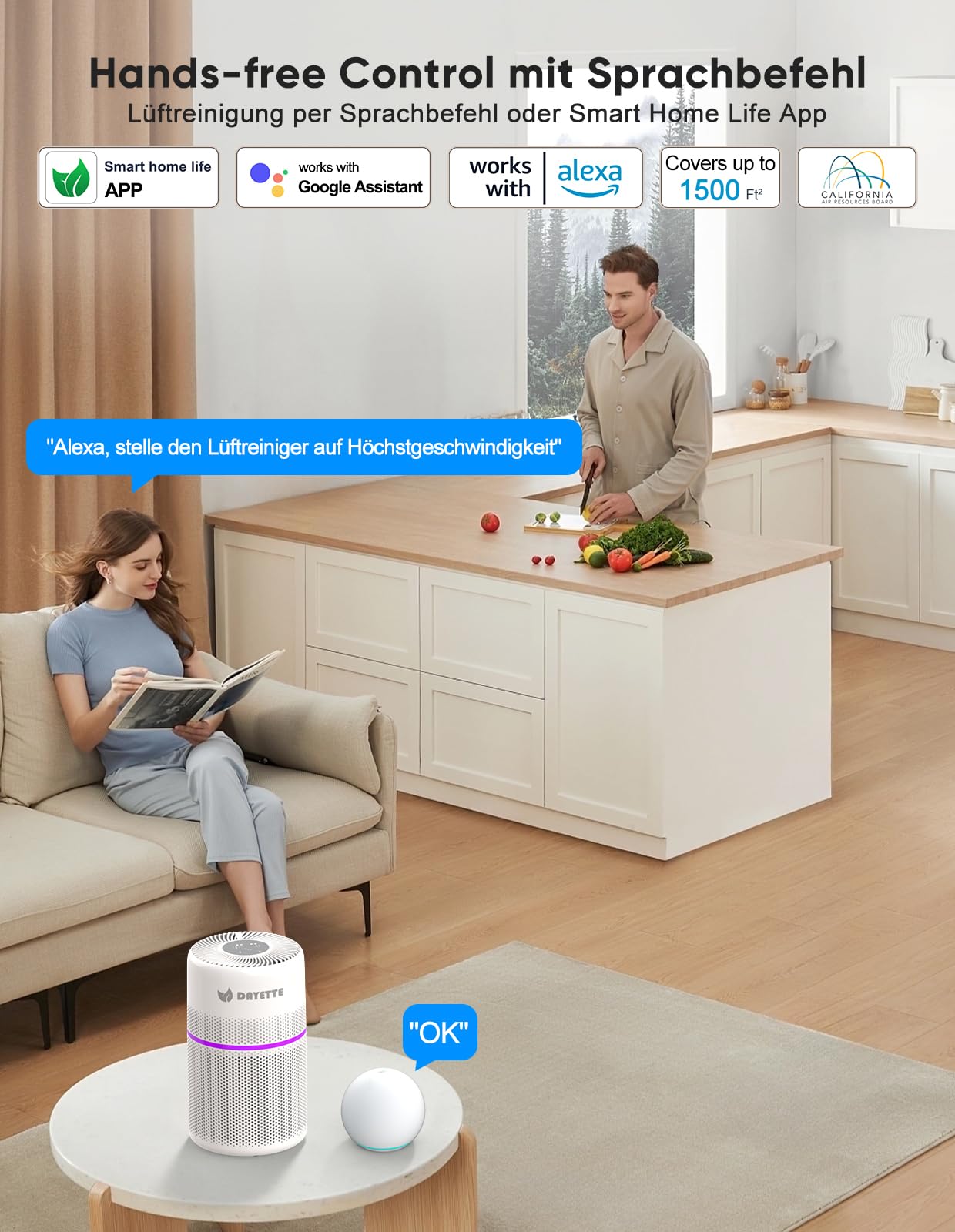 DAYETTE Purificateur d'air pour chambre à coucher et personnes souffrant