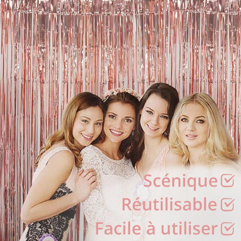 3 pièces Rideau Métallique de Frange Or Argent,1mx2m Scintillants Foil Rideau Shimmer Brillants Decoration Anniversaire Photo Fond,pour Deco Porte Fenetres,Disco,Scintillant Mariage,Maison,Fête