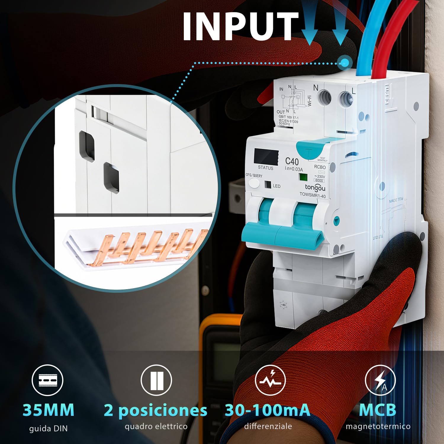 Interruttore Differenziale Wi-Fi Tuya "Smart RCBO" Reset Automatico Disconnessione in Intensità 1-40A, Corrente di Perdita 30-100mA, Sovra/Sottotensione, Temperatura, Sovrappotenza Misurazione 2025