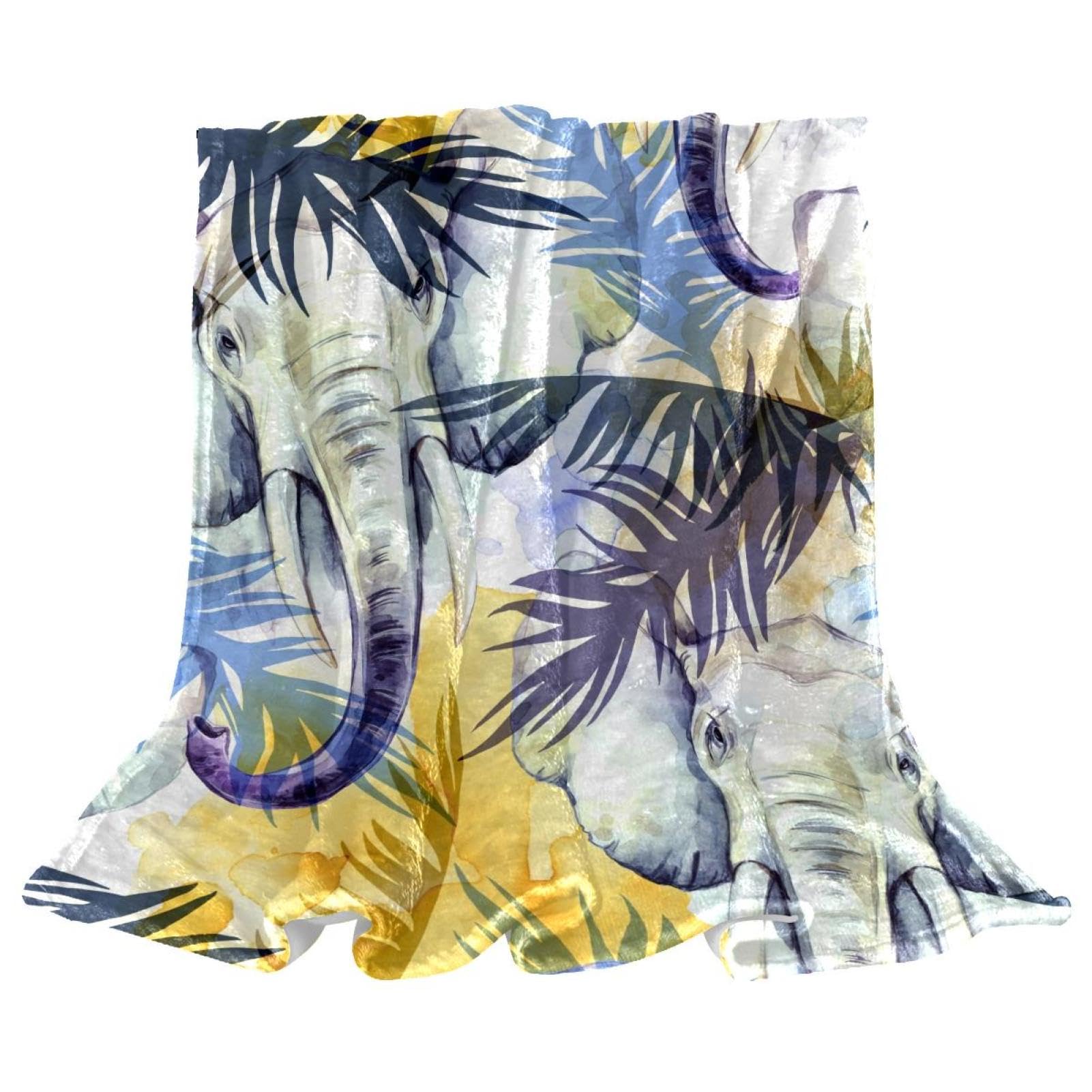 Couverture polaire feuille d'éléphant pour cocooner au salon ou au bureau