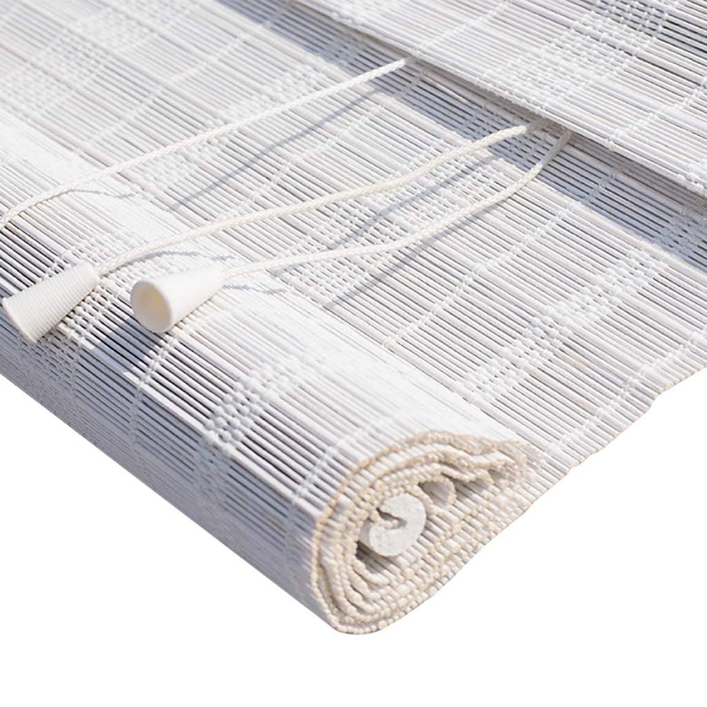 ZSH Rolety bambusowe, białe bambusowe żaluzje, żaluzje do montażu na ścianie lub suficie, do salonu i spania (kolor: A, rozmiar: 60 x 160 cm)