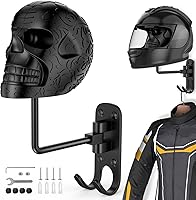 Vista 1 de Motorcycle Helmet Holder (2 Pack) Wall Mount, Helmet Hanger 180° Rotation Helmet Rack with Double Hook for Football Helmet, Bicycle Helmet, Hat