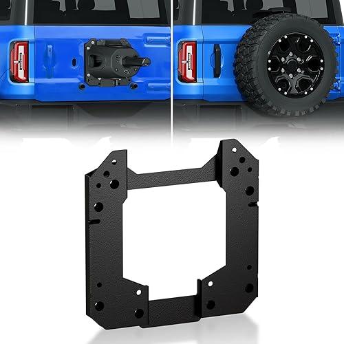 Bronco - Soporte de montaje de neumático de repuesto de gran tamaño de hasta 40 pulgadas, compatible con Ford Bronco 2021 2022 2023 2024 Soporte de
