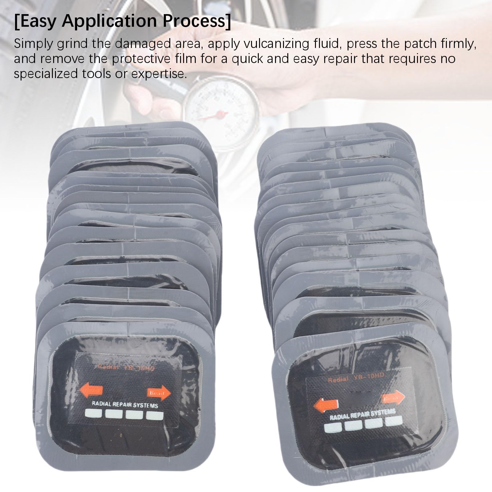 Aramox Toppe per Riparazione Pneumatici, Kit Toppe Radiali in Gomma per Pneumatici per Auto, Camion, Motocicli, 40 Pezzi, Facile Applicazione