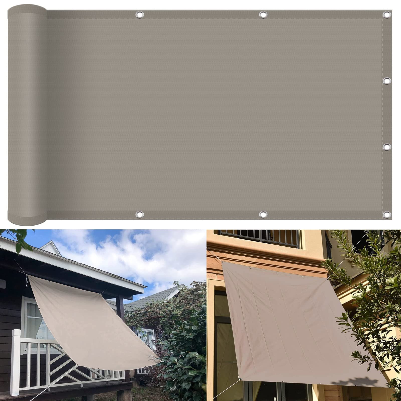 Voile d'ombrage anti-UV kaki 2,5 x 6 m pour grand jardin