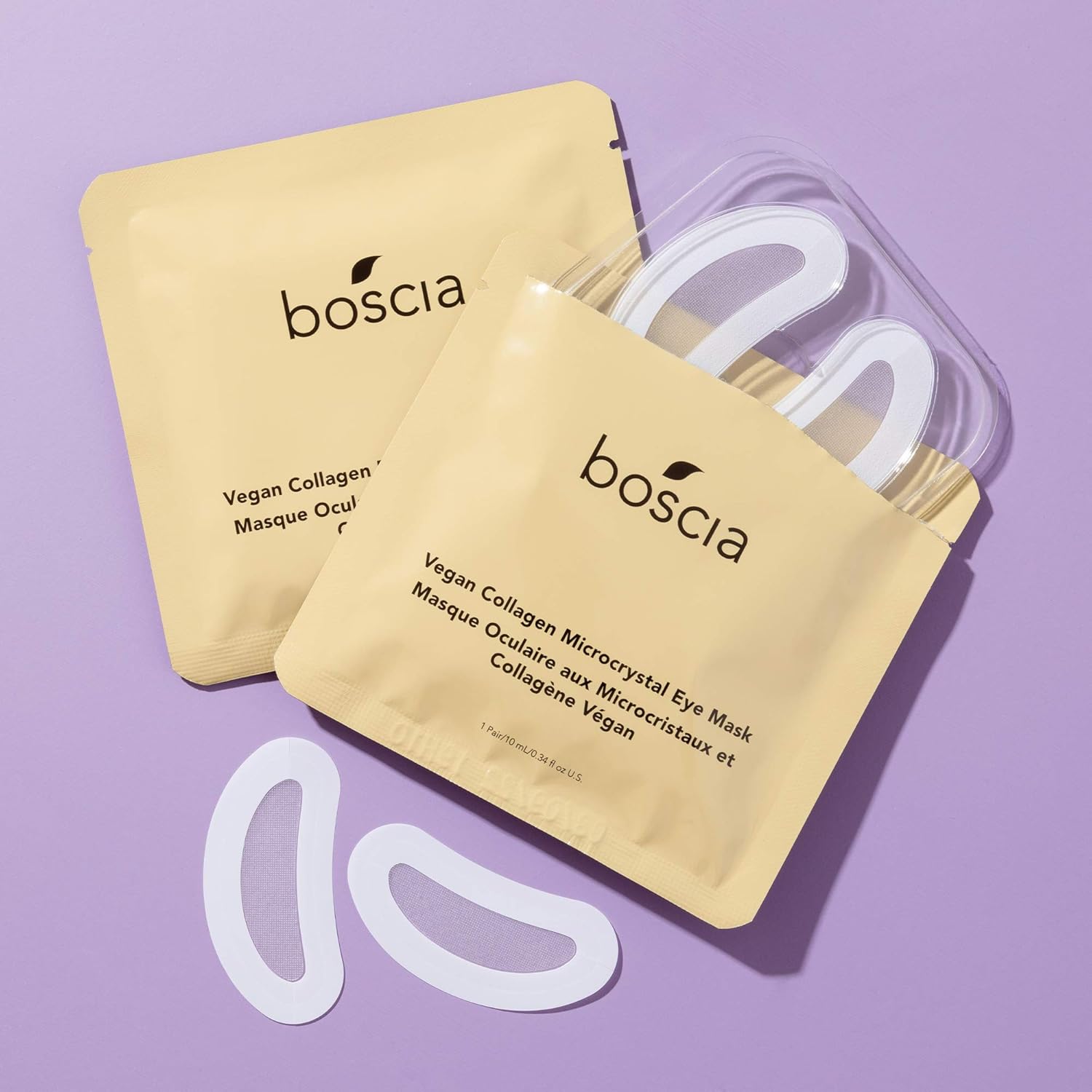boscia Vegan Collagen Microcrystal Eye Mask - Vegan, Cruelty-Free, Natural and Clean Skincare | Hydrating Eye Mask with Vegetable Collagen and Hyaluronic Acid, 2 Pairs : Beauty & Personal Care