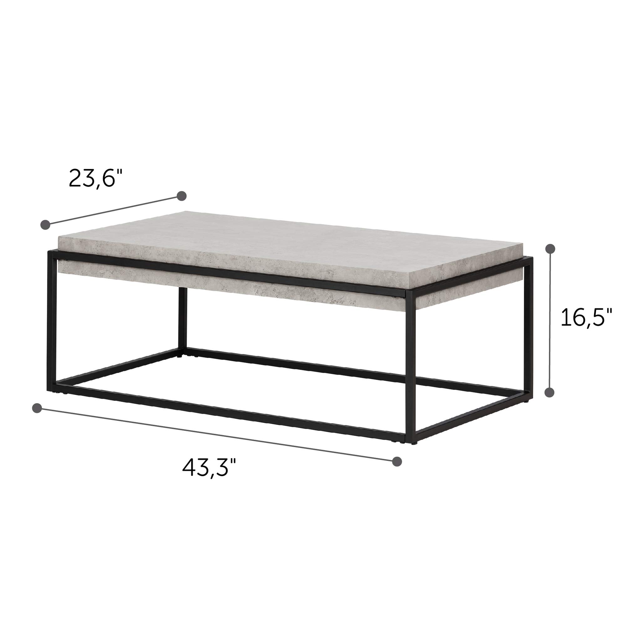 Mesa auxiliar industrial Mezzy, gris concreto y negro, 43.3 x 23.6 x 16.5 pulgadas 4
