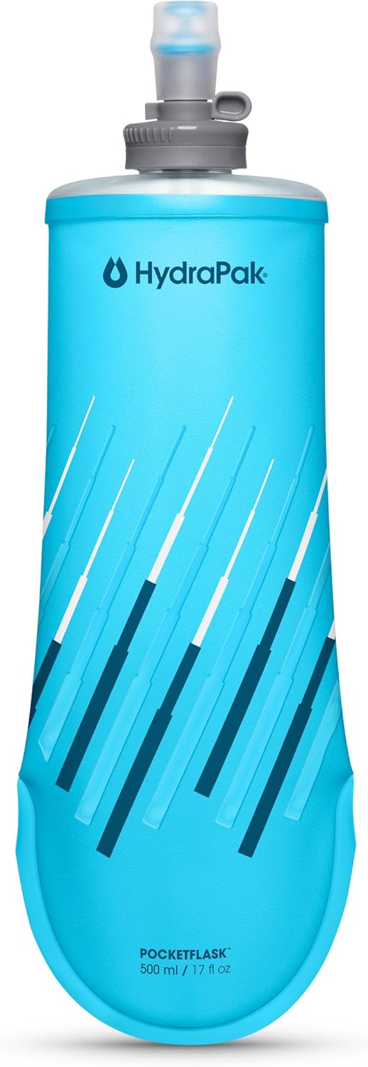 HydraPak PocketFlask 500ml - Compressible, Low Profile Soft Flask Water Bottle, Ideal Fit for Run Belts and Form Fitting Pockets with Locking Cap (500ml/17oz)