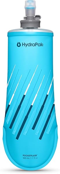 HydraPak PocketFlask 500ml - Compressible, Low Profile Soft Flask Water Bottle, Ideal Fit for Run Belts and Form Fitting Pockets with Locking Cap (500ml/17oz)