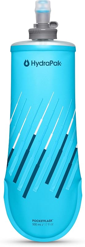 HydraPak PocketFlask Compressible, Low Profile Soft Flask (500ml) | Hydration Vest & Pack Compatible, Locking Cap, High Flow, Fast Refills, Lightweight, Ultra Durable, Leakproof, for Running