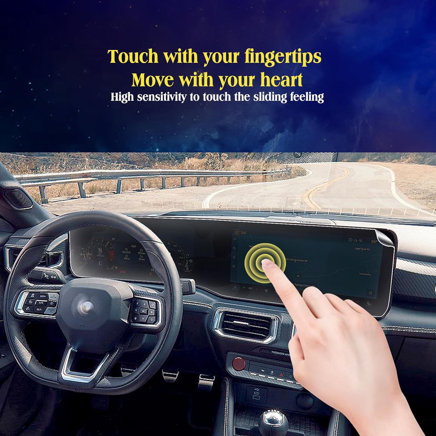 2Pack EUEKY 2024 Mustang Compatible with 2026 2025 2024 Mustang Integrated Screen Protector 2024 Ford Mustang Dark Horse / GT Premium Fastback 13.2In Nav. & 12.4In Dash Screen Protector Mustang Accessories 2024