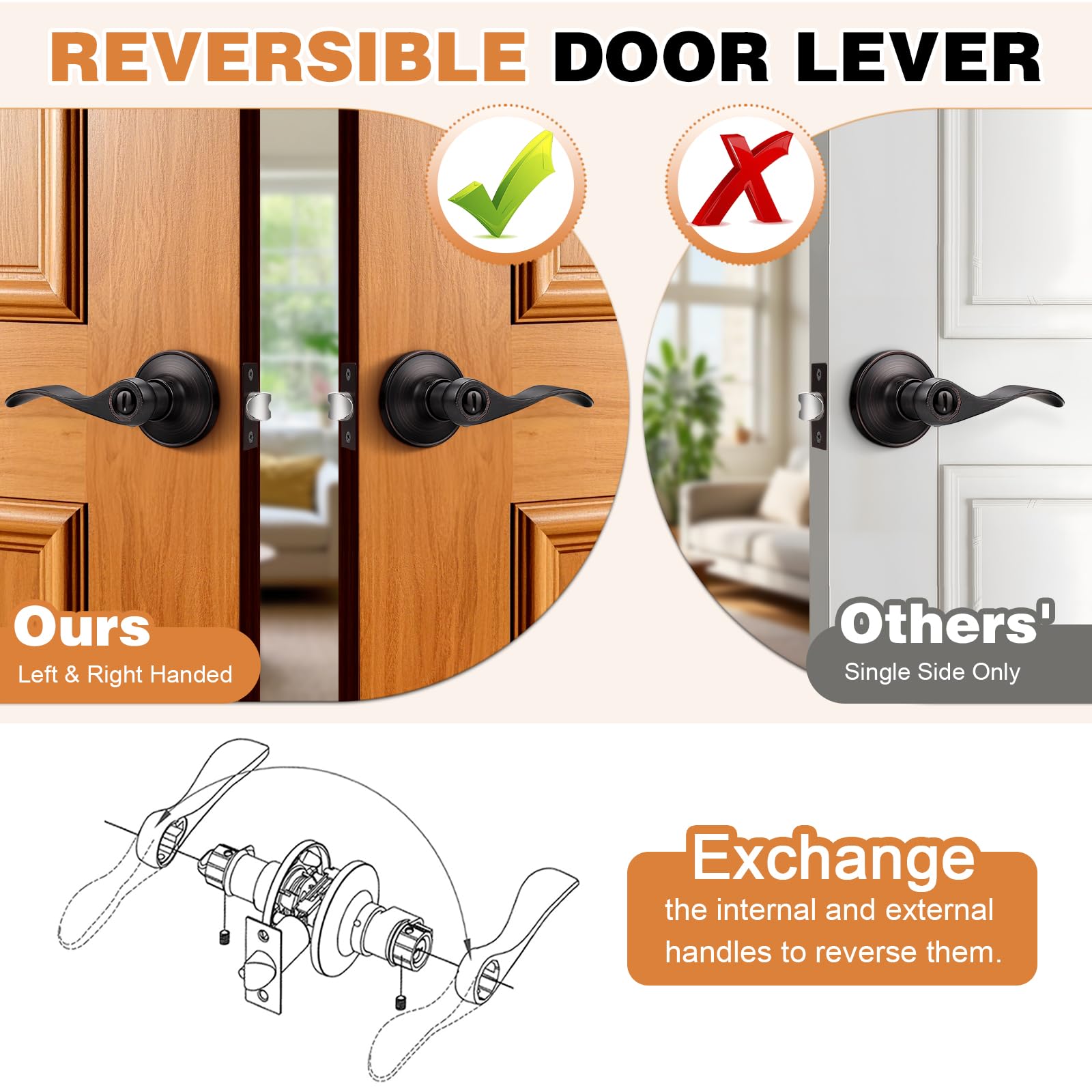 Probrico Dl12061orb Verrou de porte avec, Bronze huilé Finition