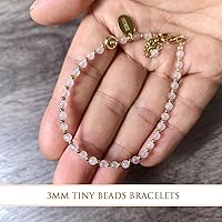 Vista 5 de Morchic - Pulsera ajustable de pulgadas para mujer, con mini cuentas de gemas naturales, serie de dijes de gemas de energía, regalo de cumpleaños