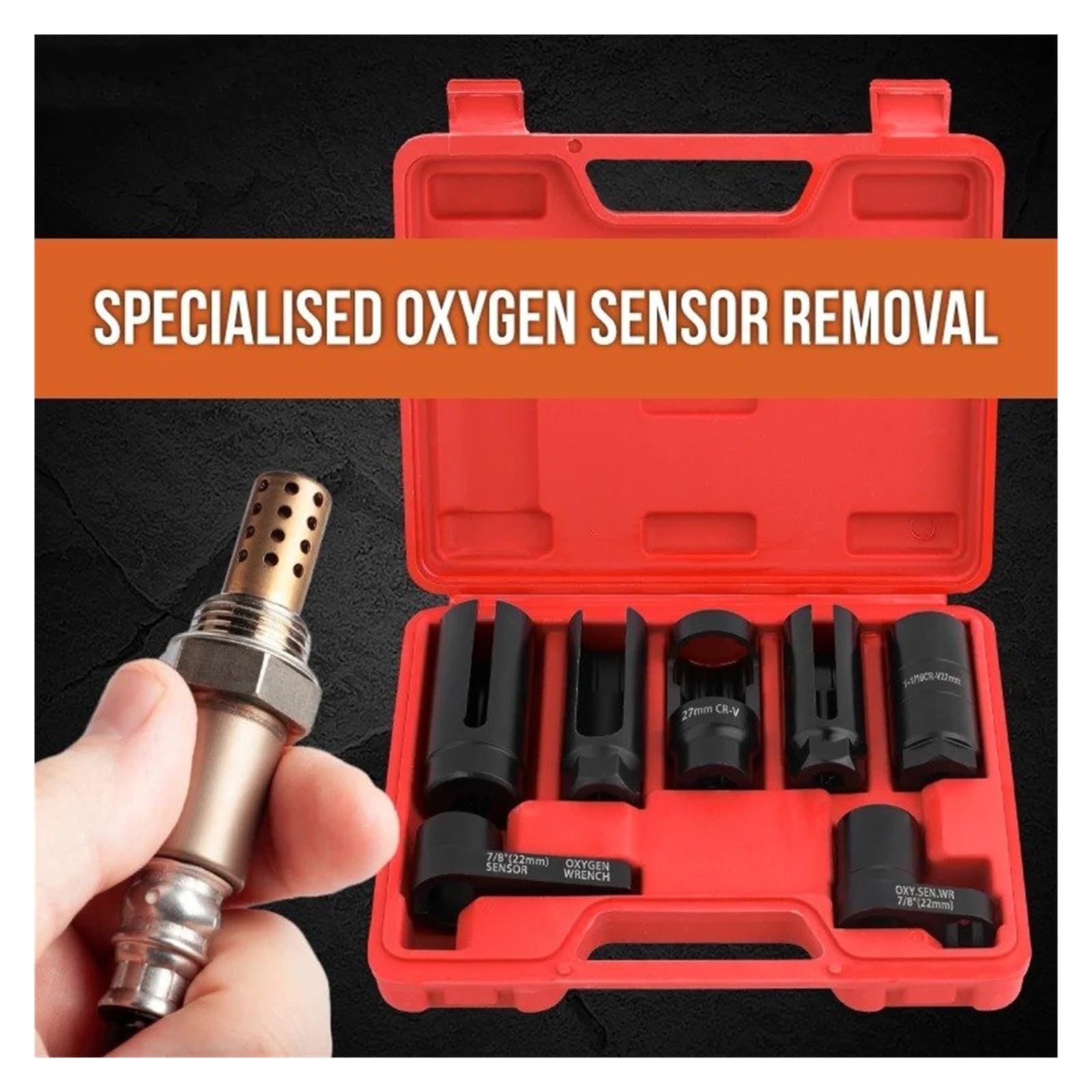 NOX Sensor Óxido Nitrógeno 3/5/7/10 Piezas Universal O2 Oxígeno Sensor Lambda Llave De Vaso Herramienta Removedor Kit De Herramientas De Extracción(7PCS)