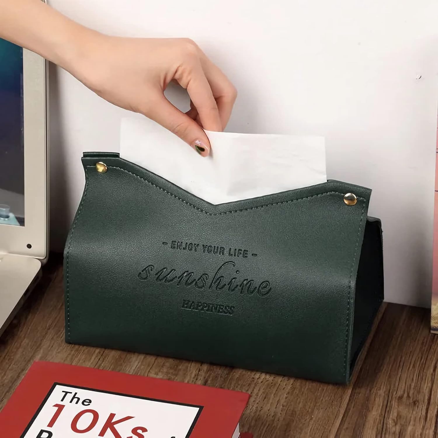 Rectangular Tissue Box Cube Boxes Cover Decorative Leather Material Waterproof Holder for Office, car, Home and Outdoor use. image 3
