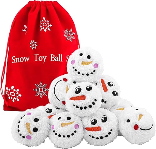 Miniatura 1 de Aneco Juego de 12 bolas de juguete de nieve, bolas de muñeco de nieve de felpa con 1 bolsa realista para adultos y niños, juego de invierno