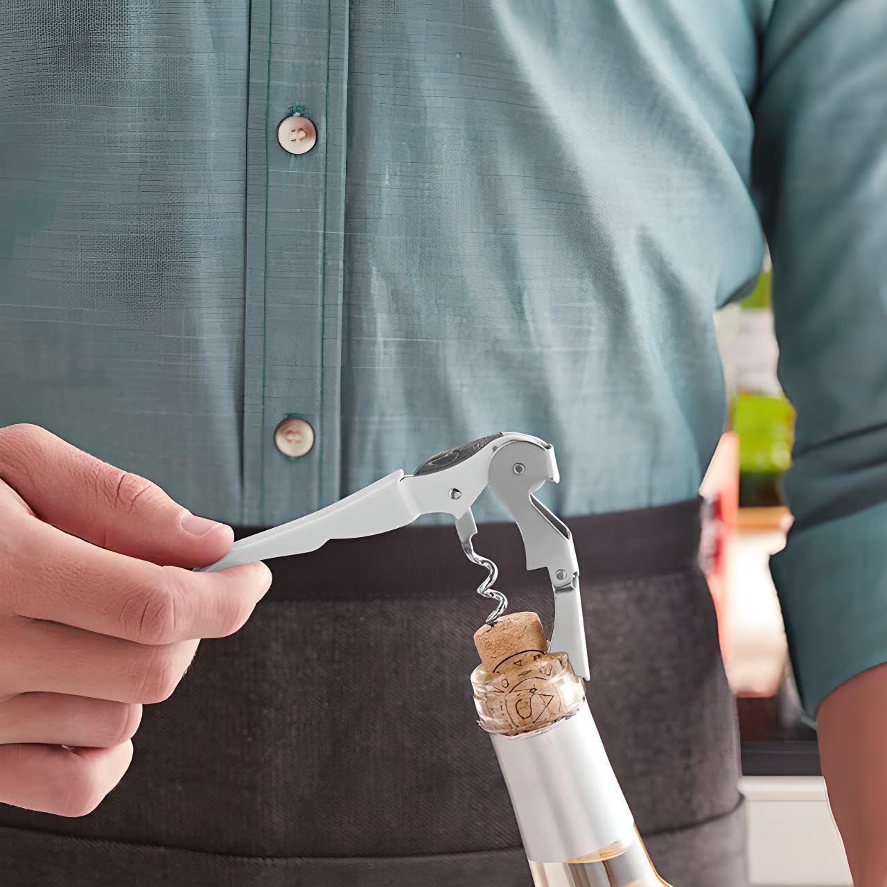 OCS Parts Professional Series Waiters Corkscrews | 2-Pack White | Stainless Steel Wine Key Opener with Foil Cover for Homes, Parties, Bartenders, Waiters and Waitresses, Restaurants and Wineries