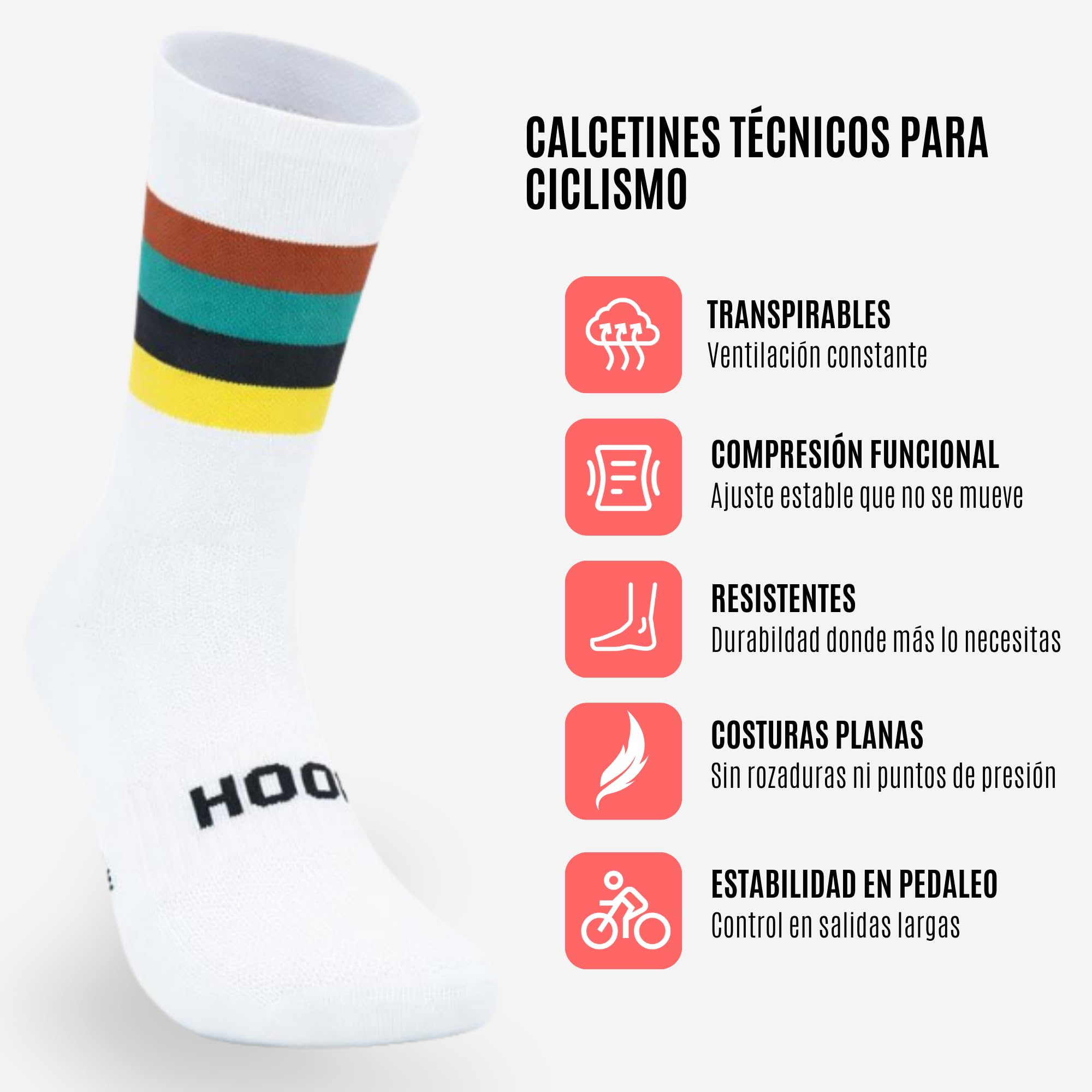 HOOF - Calcetines de Deporte para Ciclismo Ultraligeros - Transpirables y Cómodos - Material Técnico Vaporfeel - Calcetines Antiampollas Unisex