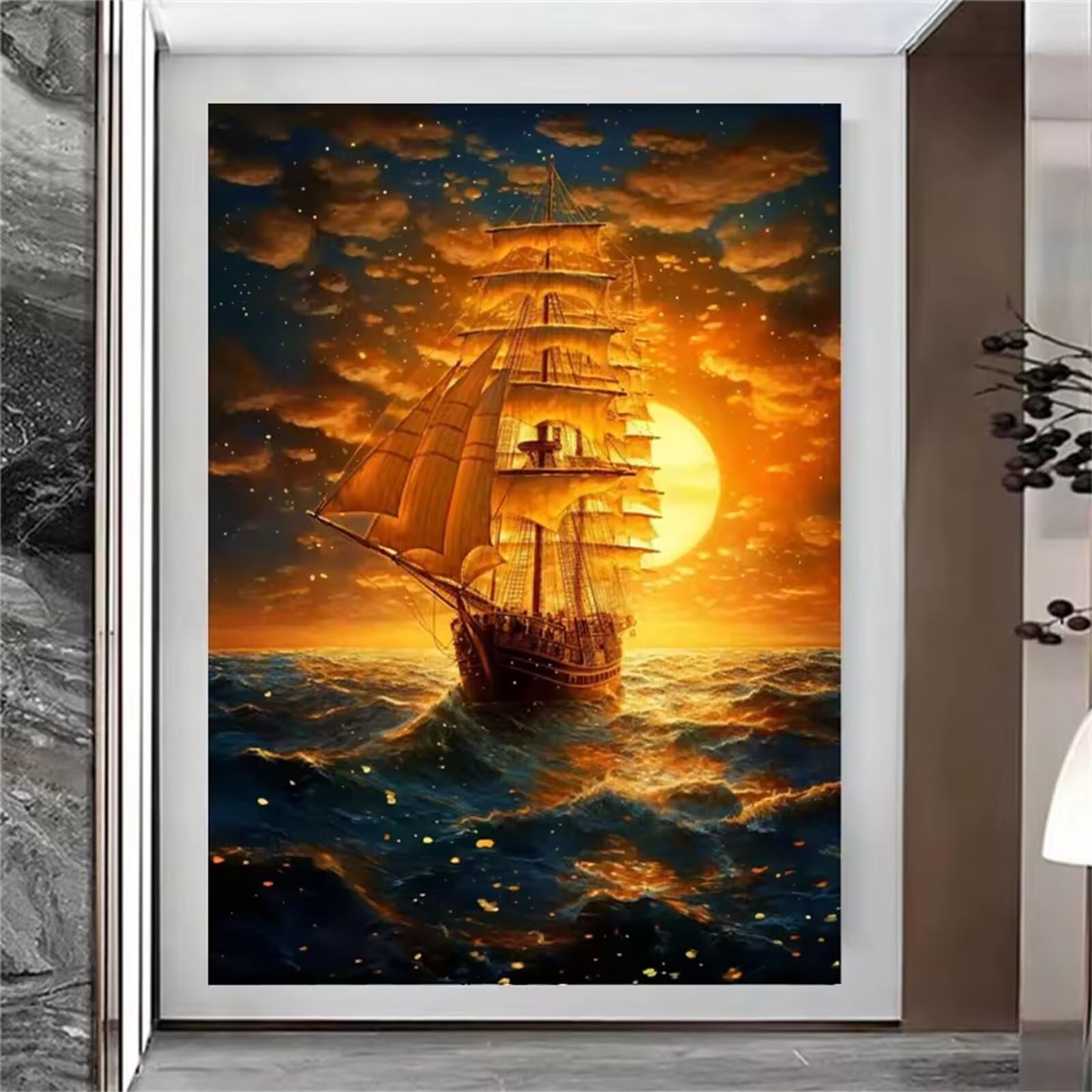 Luna dorata della barca a vela Puzzle 2000 Pezzi 100x70 cm Puzzle Fai da te,Intrattenimento Creativo - Puzzle Per Adulti E Tutta La Famiglie
