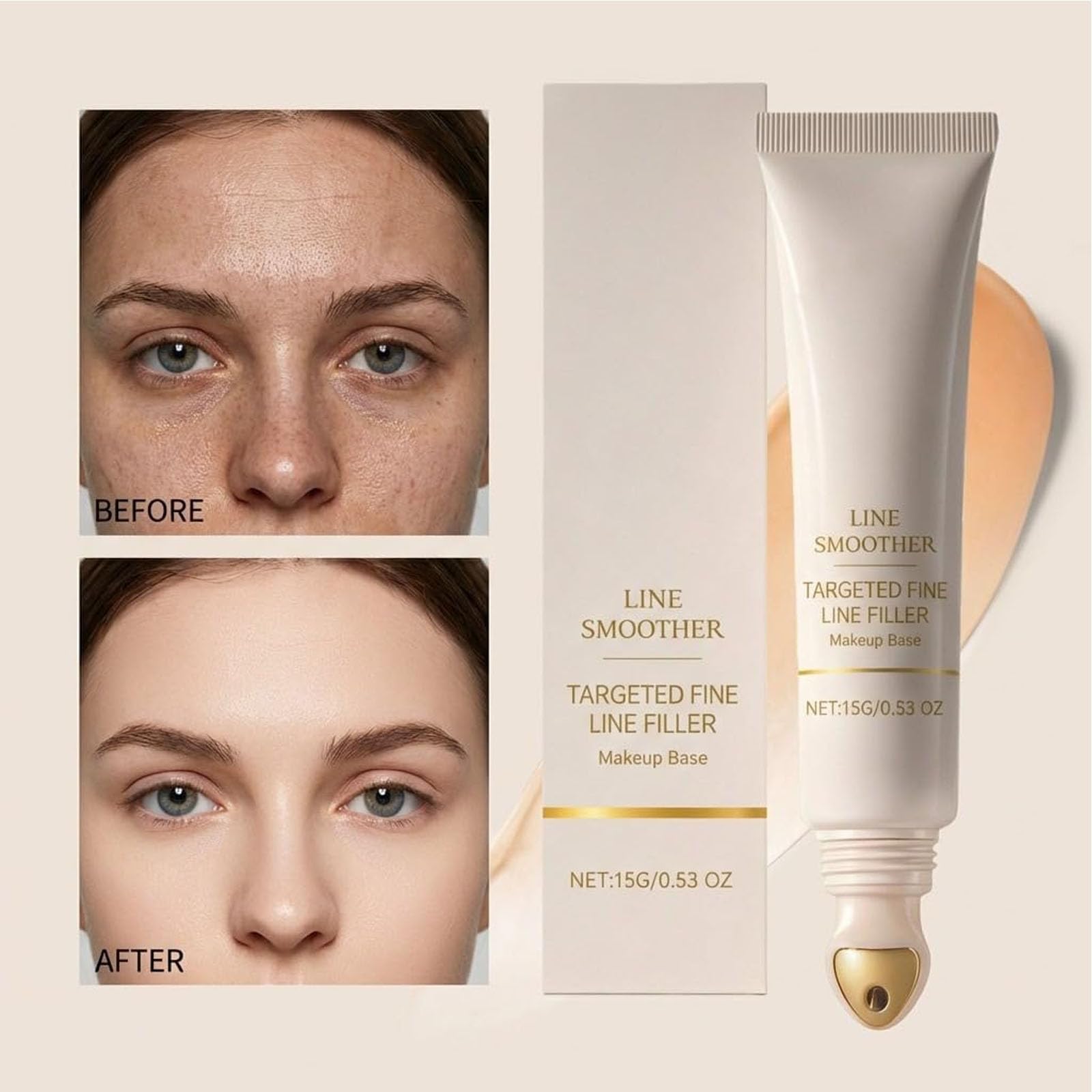 Line Smoother Targeted Fine Line Filler, Instant Blurring Primer for Wrinkles for Mature Skin, Instant Skin Tightener, Makeup Primer for Face, Helps Smooth & Even Skin (1pcs) - 4