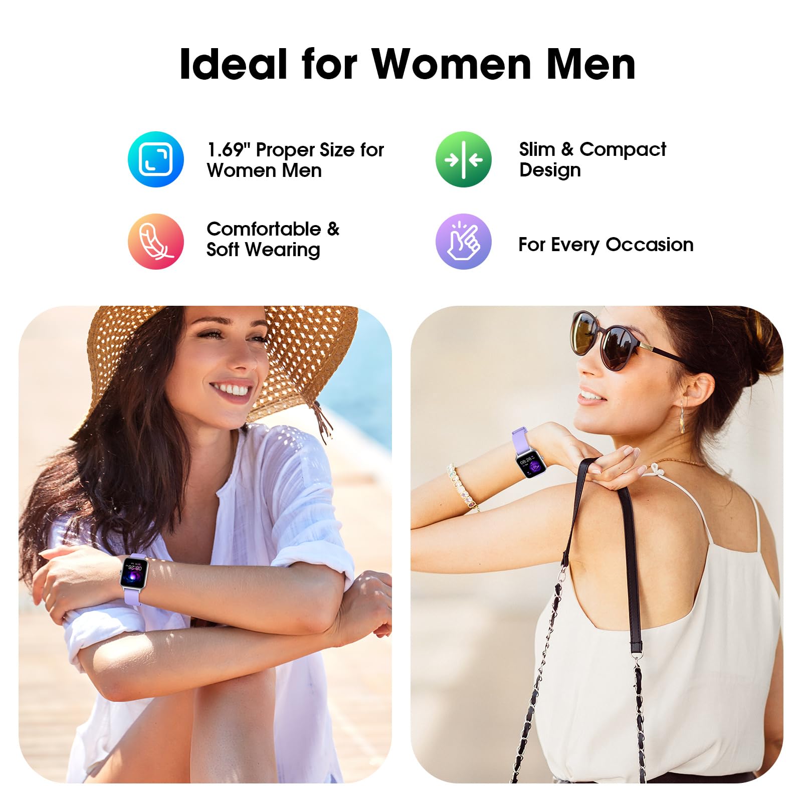 Smart Watch (Answer/Make Call) for Women Men, Fitness Tracker with Heart Rate, Blood Oxygen, Sleep Tracker, IP68 Waterproof Fitness Watch Step Calorie Counter Pedometer Compatible iPhone & Android