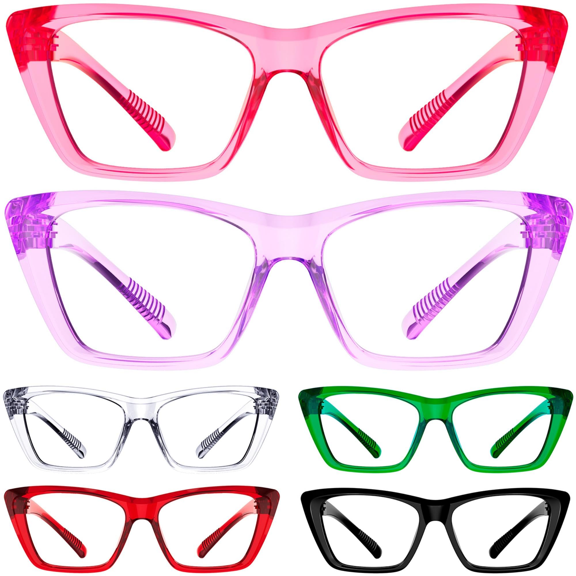 Eyekepper 6 Paia Senza Metallo Occhiali da Lettura Anti Luce Blu con Cerniere a Molla Senza Viti Occhi di Gatto Lettori di Computer per Donna