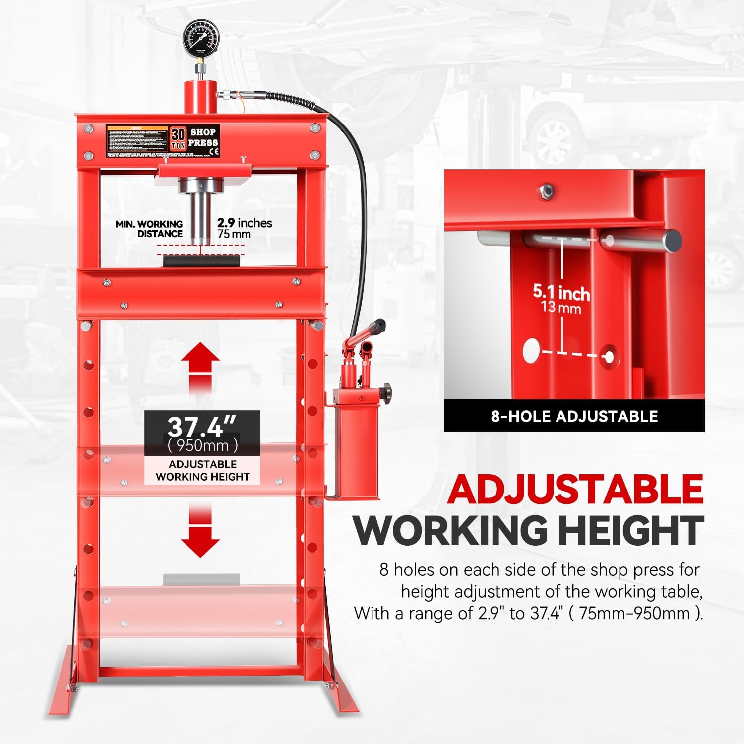 30 Ton Hydraulic Shop Press - Image 6