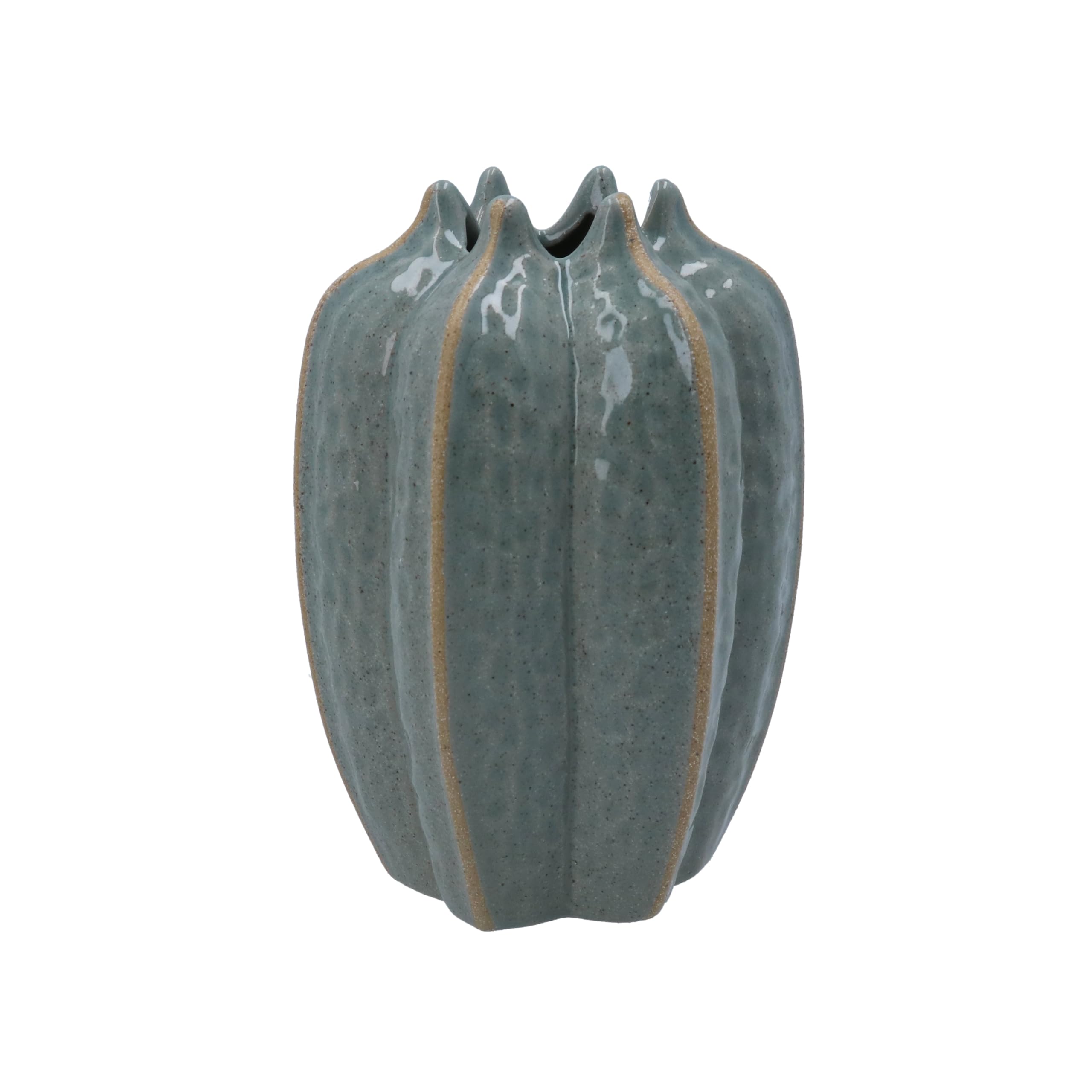 Gisela Graham Blue Stoneware Pod Design Decorative Vase, 16Cm