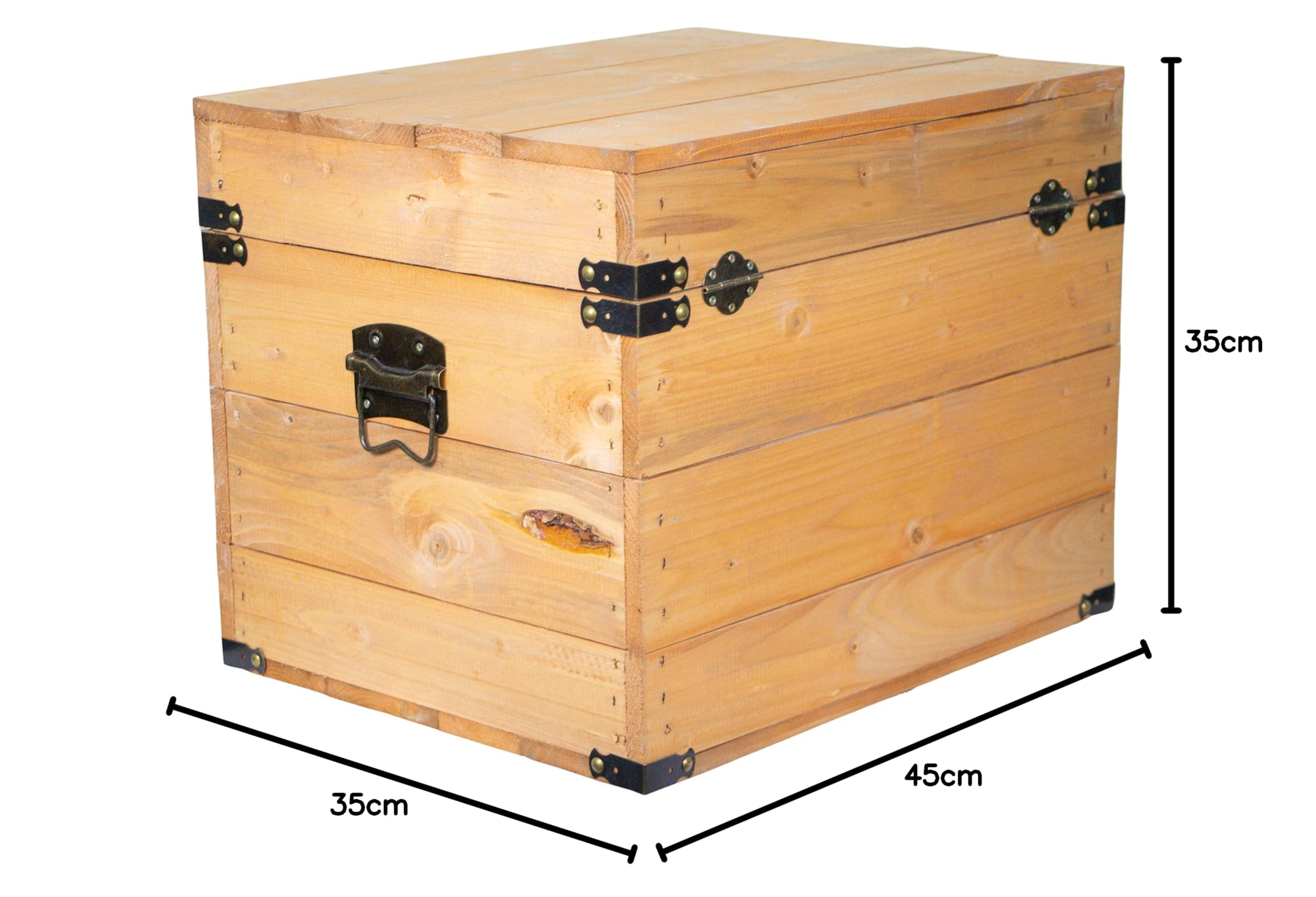 Kistenkolli Altes Land Holztruhe Geschenk-Box mit Deckel Schatzkiste Maße 45x35x35cm groß Holzkiste Truhe Schatztruhe groß Holzkiste mit Deckel (Ocker)