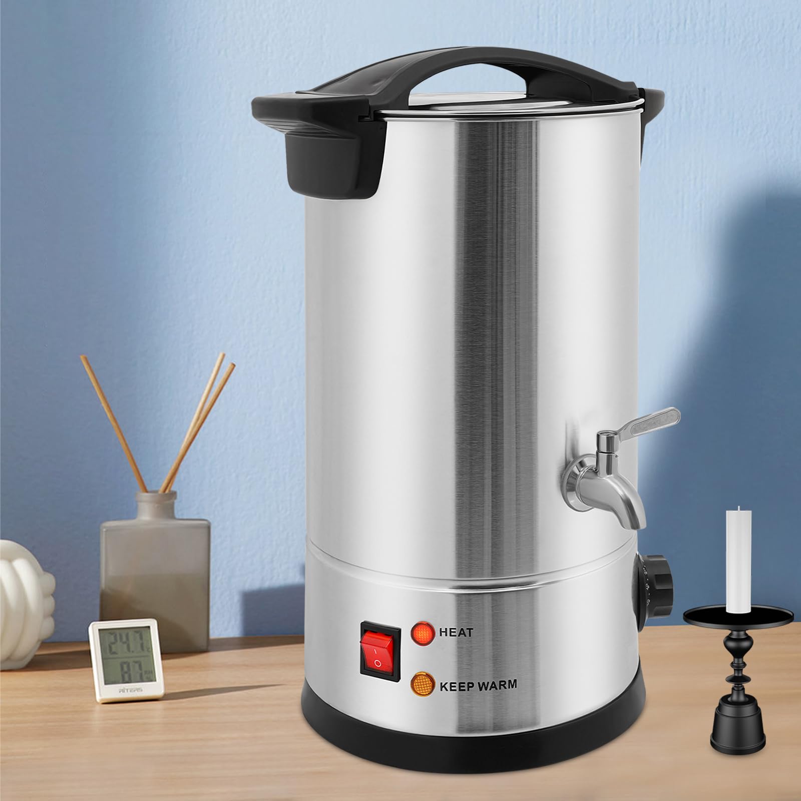 Profesjonalny piec do topienia wosku, 1800 W, 1800 W, ze stali nierdzewnej, regulacja temperatury 30-110°C, do wosku do depilacji, produkcji świec i mydła, srebrny