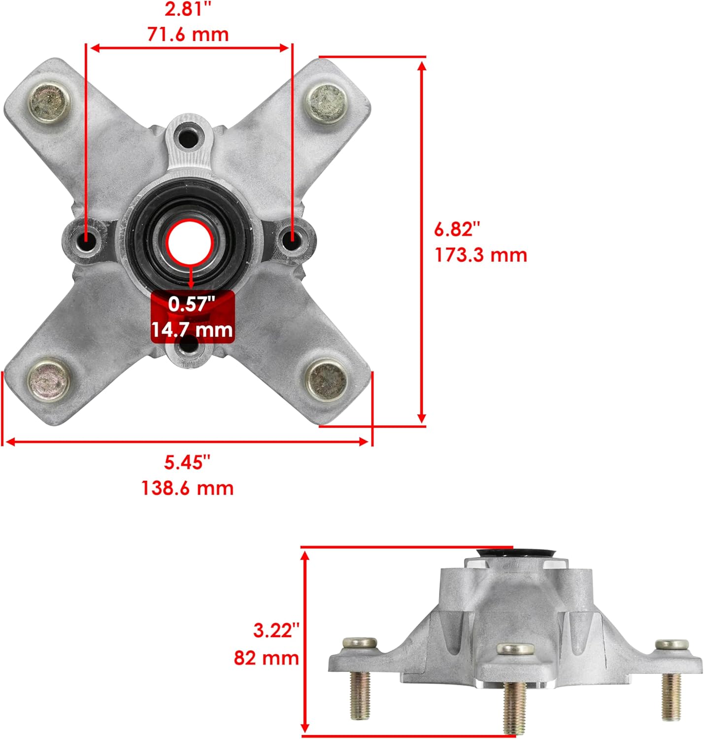 Caltric 49030-1142 Front Wheel Hub Compatible with Kawasaki KFX700 KSV700 2004-2009 2011 / KFX450R KSF450 2008-2014 Left or Right