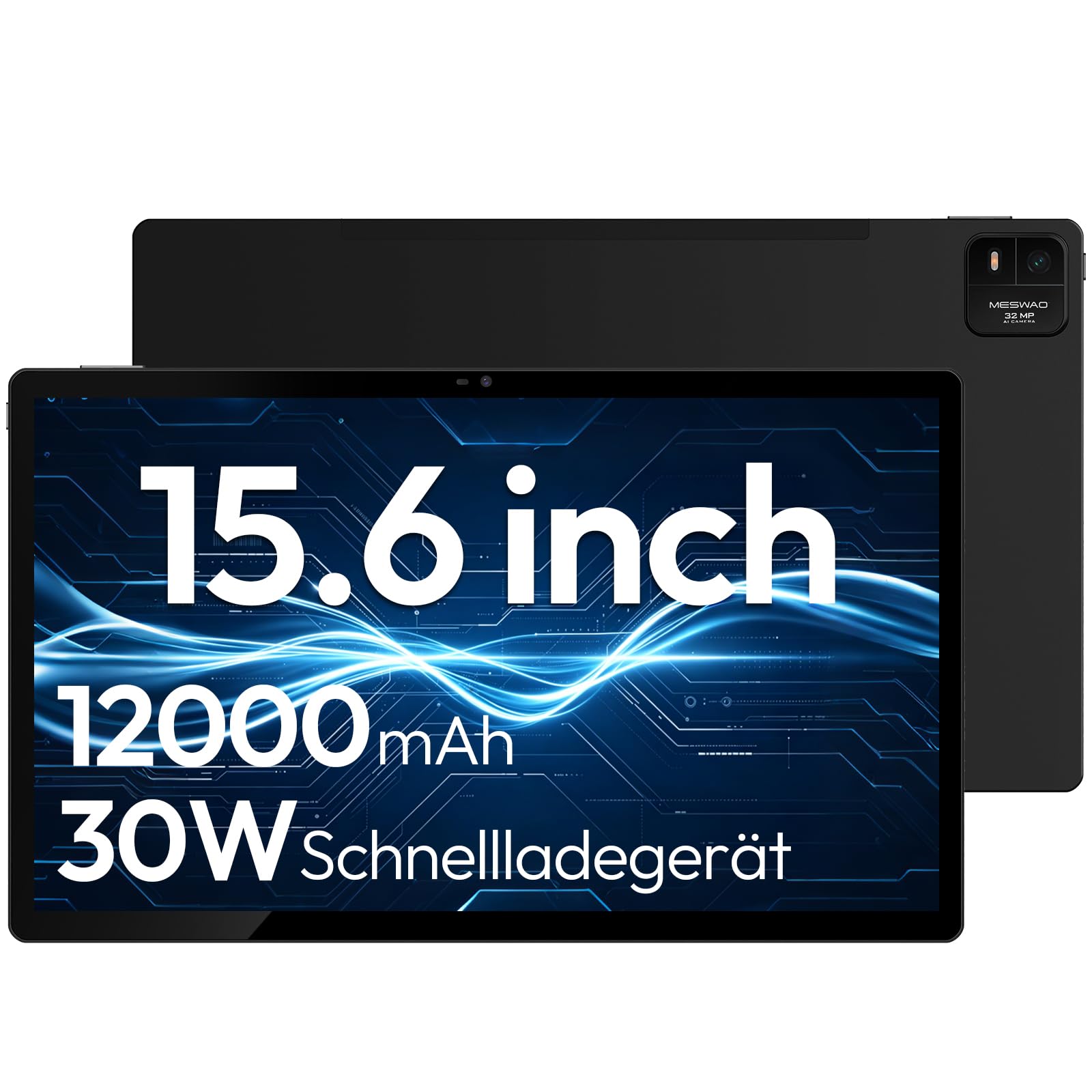 15,6 Zoll Tablet für Senioren – 2026 Großes mit 12000mAh Akku (30W Schnellladen) & Riesen-Display – Leichte Bedienung für ältere Menschen, ideal zum Lesen, Video-Telefonie & Filme schauen