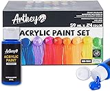 Artkey Acrylic Paint Set - 24 colors 2 oz/59 ml Acrylic Paints Professional Artists Painting Kit for Canvases Fabric Rock Leather Easter Egg Wood Ceramic Glass Art Craft Painting
